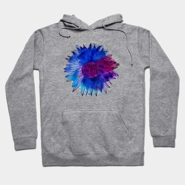 Watercolour and Ink Flower Mandala Hoodie by Ychty